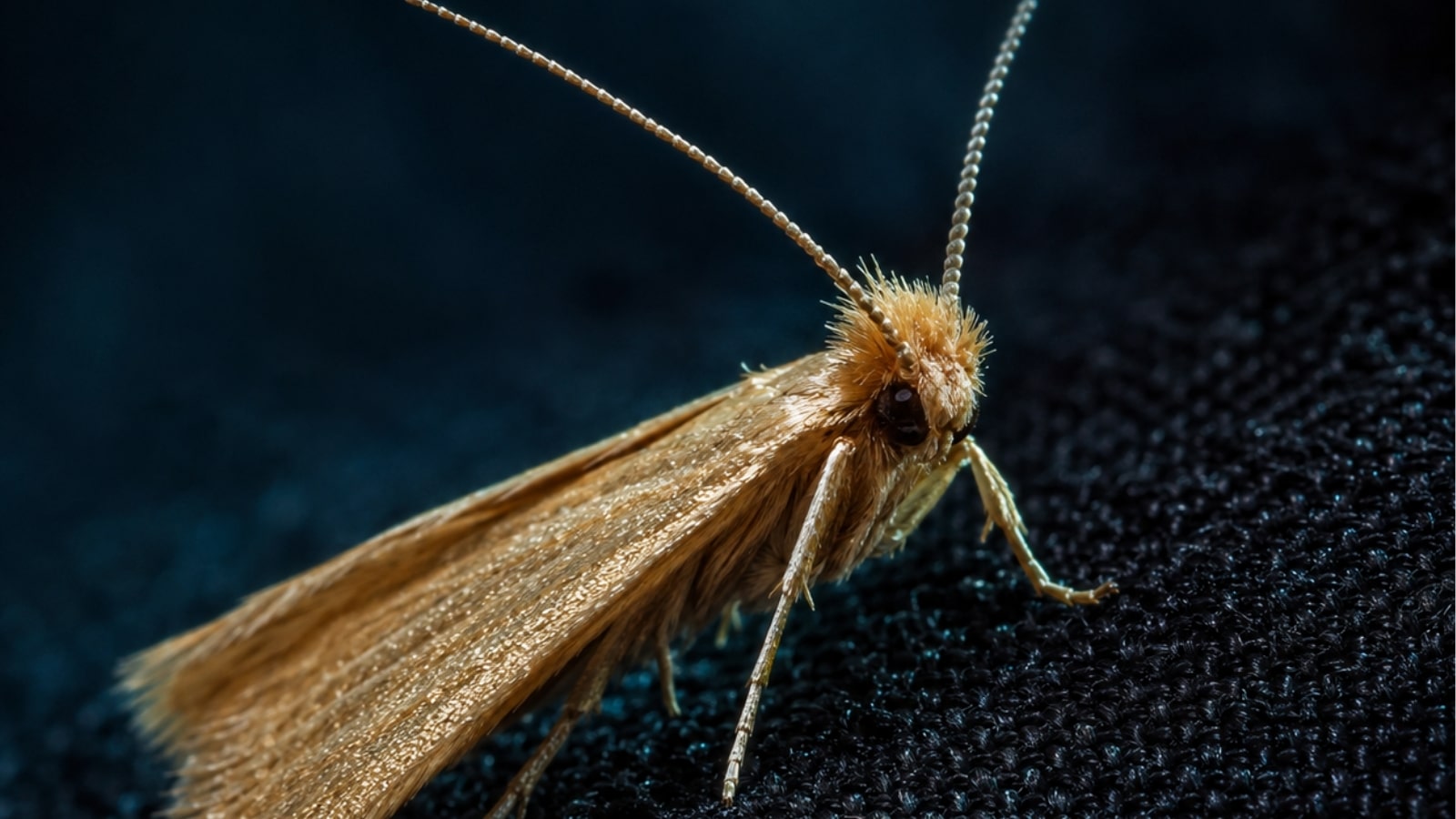 Protect your clothes from clothes moth. Here a clothes moth can be spotted around natural fabric.