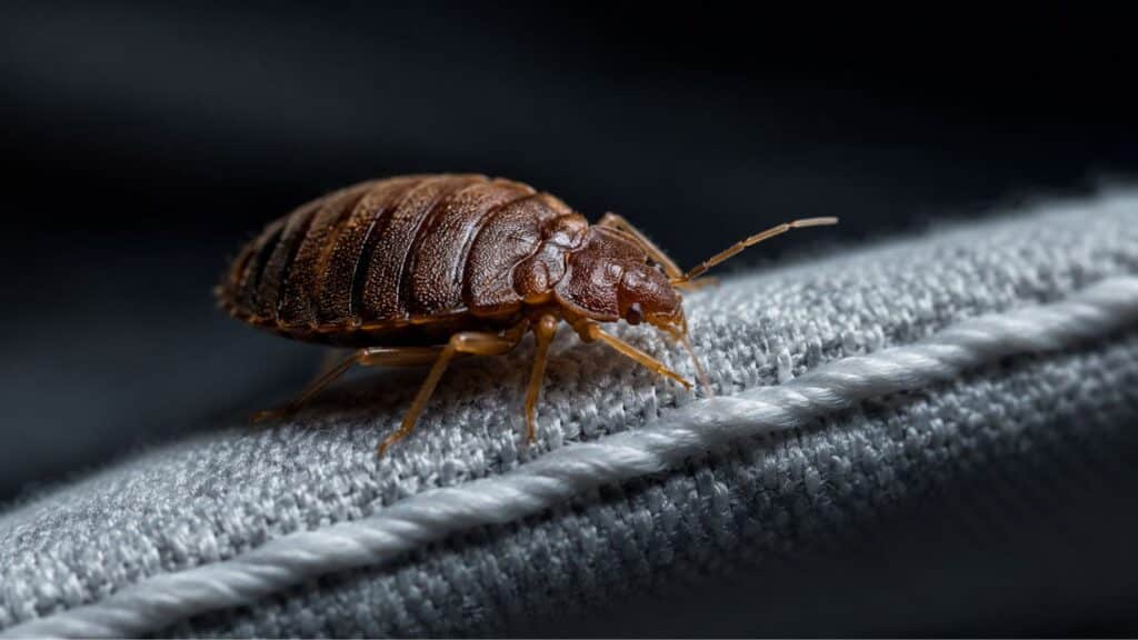 bed bug moving across mattress frame. Obsidian provide targeted heat treatments to combat these resilient insects and control the most difficult infestations.