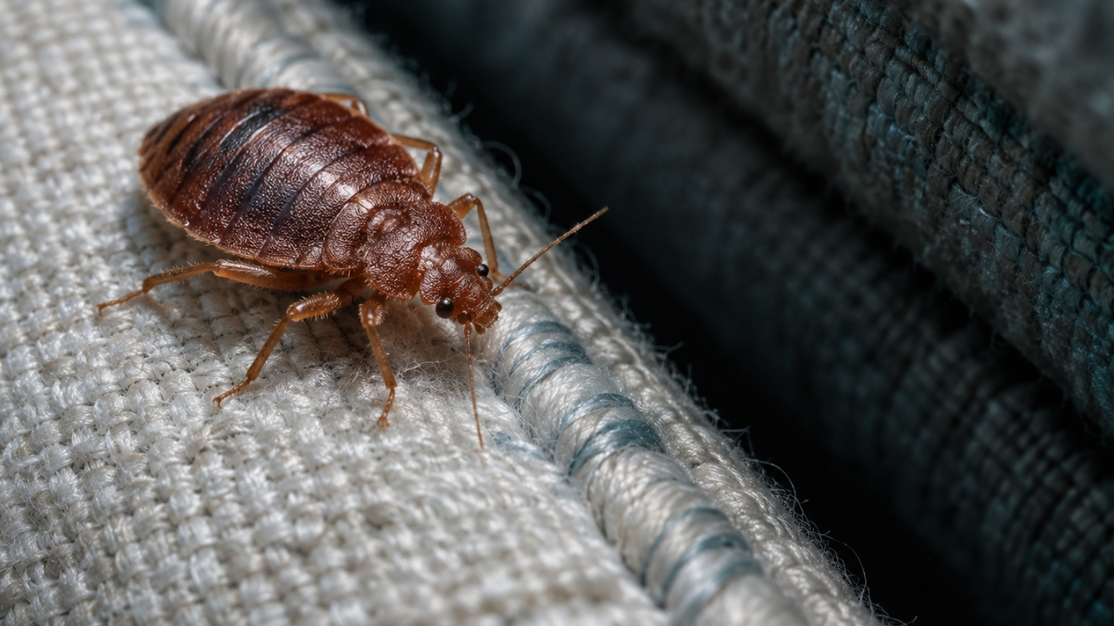 A bedbug found on a mattress indicating bedbug activity in the London property.